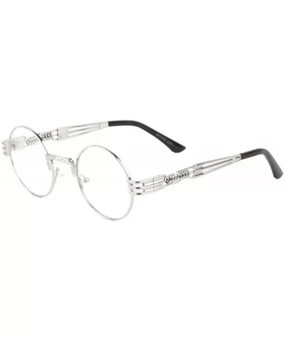 Round Spring Metal Cut Temple Clear Sunglasses - Silver - CO197WR6M0X $20.21 Round