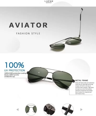 Mens Aviator Sunglasses Polarized Women UV 400 Protection - 417-grey Green/Non-mirror - CS186R0ORSO $24.41 Square