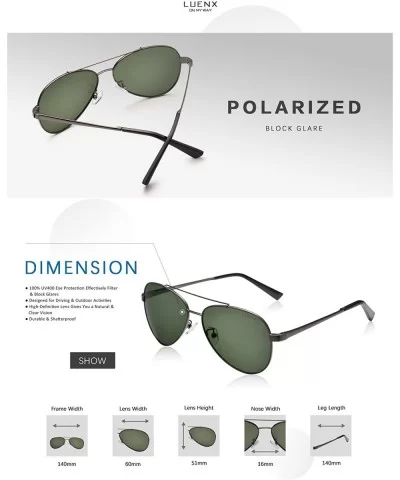 Mens Aviator Sunglasses Polarized Women UV 400 Protection - 417-grey Green/Non-mirror - CS186R0ORSO $24.41 Square