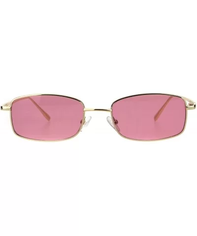 Mens Narrow Rectangular Pimp Daddy Gold Metal Rim Sunglasses - Pink - CN18HD9MR9C $17.42 Rectangular