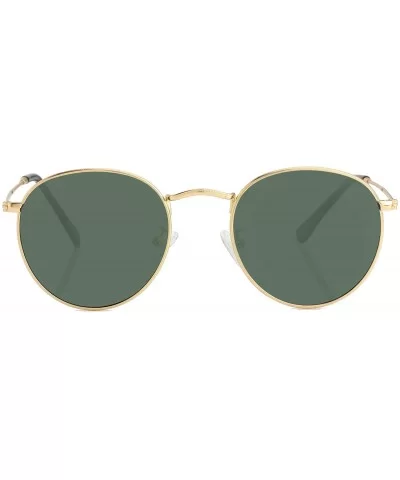 Small Round Polarized Sunglasses for Men Women Mirrored Lens Classic Circle Sun Glasses - Gold Frame/G15 - CD194T0LRQ4 $19.70...