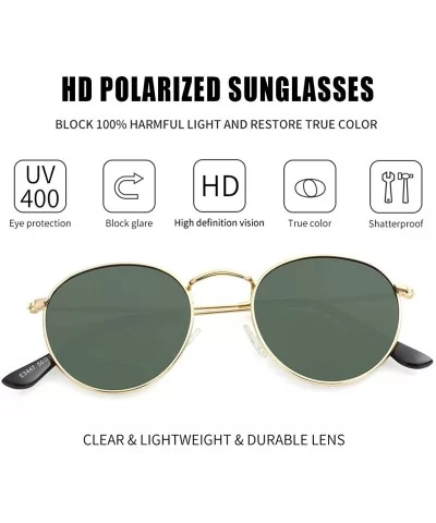 Small Round Polarized Sunglasses for Men Women Mirrored Lens Classic Circle Sun Glasses - Gold Frame/G15 - CD194T0LRQ4 $19.70...