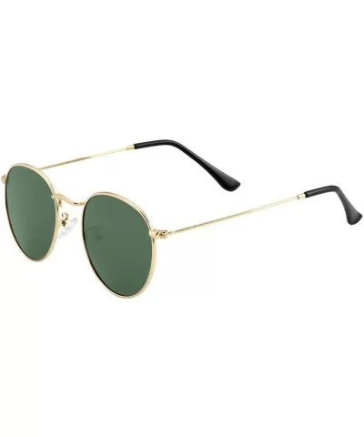 Small Round Polarized Sunglasses for Men Women Mirrored Lens Classic Circle Sun Glasses - Gold Frame/G15 - CD194T0LRQ4 $19.70...