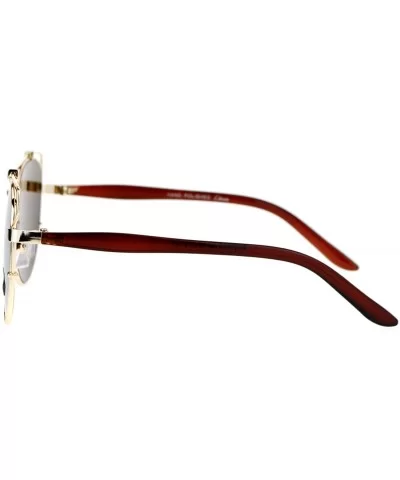 Flat Lens Oversize Wire Horn Rim Unique Vintage Pilot Sunglasses - Gold - CK12IS3B8YT $18.23 Oversized