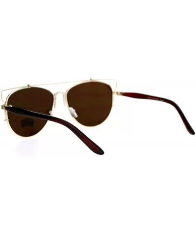 Flat Lens Oversize Wire Horn Rim Unique Vintage Pilot Sunglasses - Gold - CK12IS3B8YT $18.23 Oversized