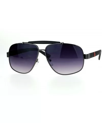 Vintage Top Bar Square Navigator Sunglasses Unisex Designer Fashion UV 400 - Gunmetal Black - CQ187K4GTC0 $13.39 Square