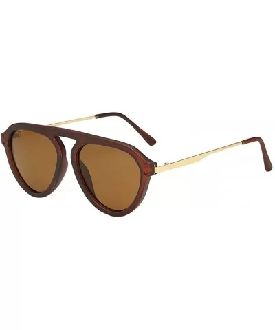 Big Sunglasses for Women Men Vintage Full Rimmed Flat Top UV Protection Round Frame Eyewear Shades - Brown - CK18U8Y2LCE $14....