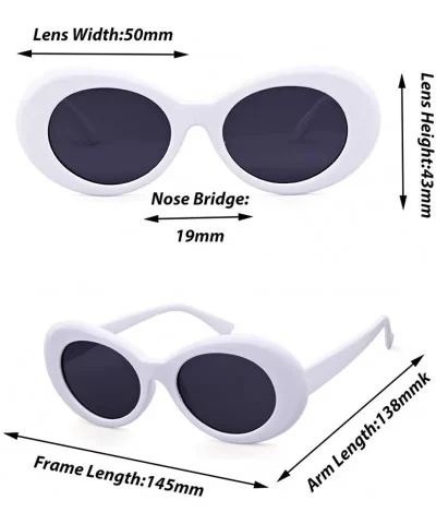 Retro Clout Goggles Oval Sunglasses Mod Thick Frame Kurt Cobain - White - CF187N6RTSL $13.48 Oversized