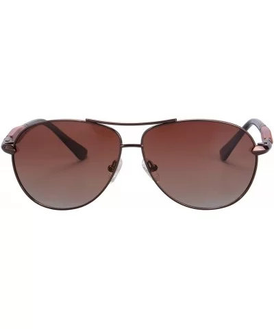 Metal Frame Unisex Polarized Sunglasses UV400 Glasses-SG1567175777879 - 1579 Brown&redsandalwood - CG18LU2EI28 $13.72 Oval