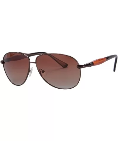 Metal Frame Unisex Polarized Sunglasses UV400 Glasses-SG1567175777879 - 1579 Brown&redsandalwood - CG18LU2EI28 $13.72 Oval