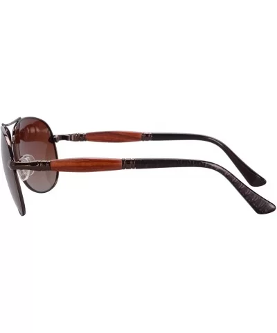 Metal Frame Unisex Polarized Sunglasses UV400 Glasses-SG1567175777879 - 1579 Brown&redsandalwood - CG18LU2EI28 $13.72 Oval