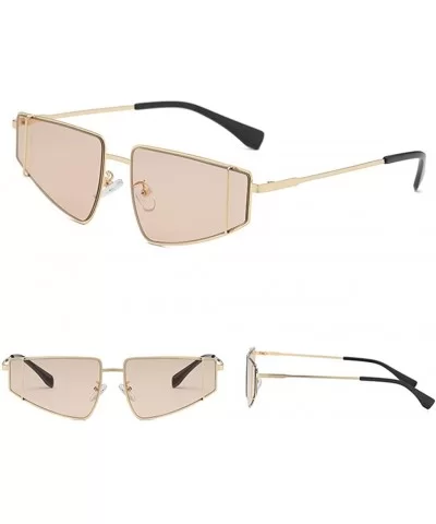 Metal SunglassesMan Women Irregular Shape Sunglasses Glasses Vintage Style - Coffee - C418TM5I7XE $11.59 Wrap