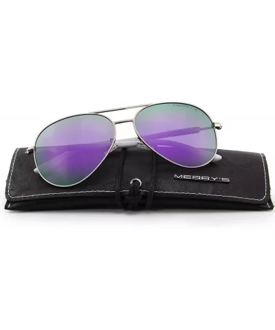 Classic Pilot Sunglasses Womens Polarized Mirror with Case - UV 400 Protection 62MM - Purple Mirror - C318KKC0T33 $20.04 Aviator