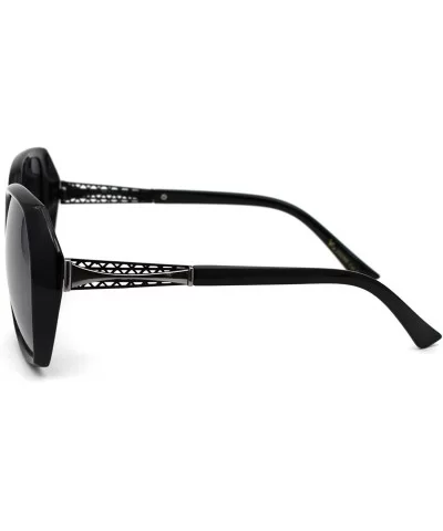 Womens Chic Butterfly Designer Fashion Plastic Sunglasses - Black Gunmetal Smoke Mirror - CV18WS3KXL2 $17.60 Butterfly