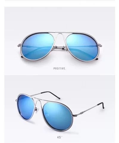 Unisex Aviator Sunglasses Polarized Sun Glasses For Men or Women 16641 - Sliver Blue - CL18WH22N66 $23.48 Aviator