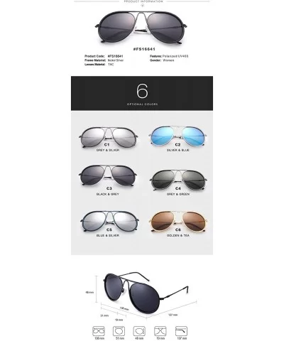 Unisex Aviator Sunglasses Polarized Sun Glasses For Men or Women 16641 - Sliver Blue - CL18WH22N66 $23.48 Aviator