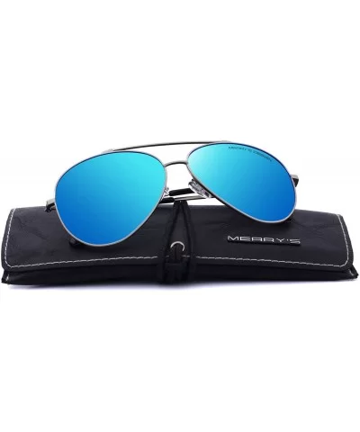 Polarized sun glasses fashion men Metal Frame Unisex Sunglasses S8805 - Blue - CL18D5AQ2Q3 $16.90 Aviator