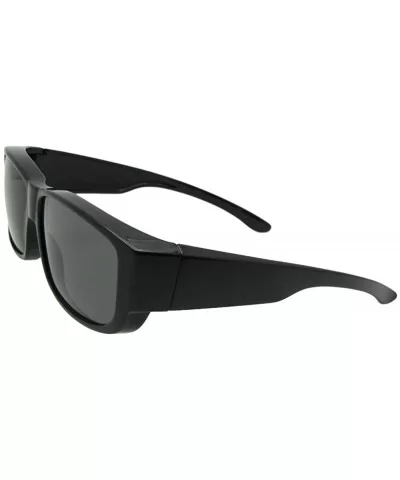 Medium Fit Over Polarized Sunglasses F27 - Black Frame-medium Dark Gray Lens - CT186QQEYC3 $26.06 Rectangular