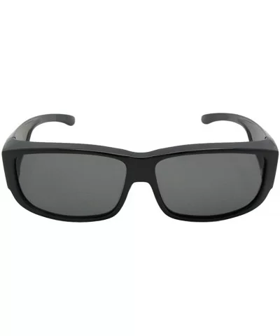 Medium Fit Over Polarized Sunglasses F27 - Black Frame-medium Dark Gray Lens - CT186QQEYC3 $26.06 Rectangular