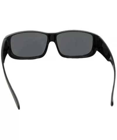 Medium Fit Over Polarized Sunglasses F27 - Black Frame-medium Dark Gray Lens - CT186QQEYC3 $26.06 Rectangular