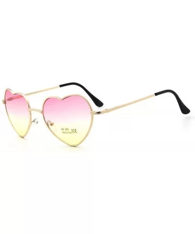 Fashion Heart Shaped Sunglasses Women Metal Clear Red Lens Glasses Sun Mirror Oculos De Sol - C1 Pink - C3199CHND5G $31.56 Oval