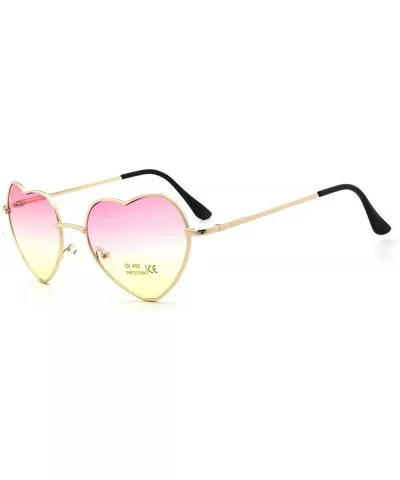 Fashion Heart Shaped Sunglasses Women Metal Clear Red Lens Glasses Sun Mirror Oculos De Sol - C1 Pink - C3199CHND5G $31.56 Oval