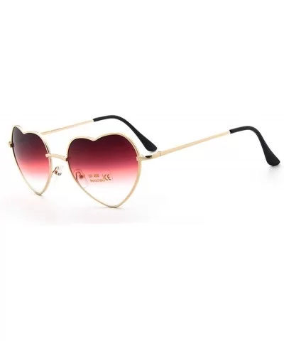 Fashion Heart Shaped Sunglasses Women Metal Clear Red Lens Glasses Sun Mirror Oculos De Sol - C1 Pink - C3199CHND5G $31.56 Oval