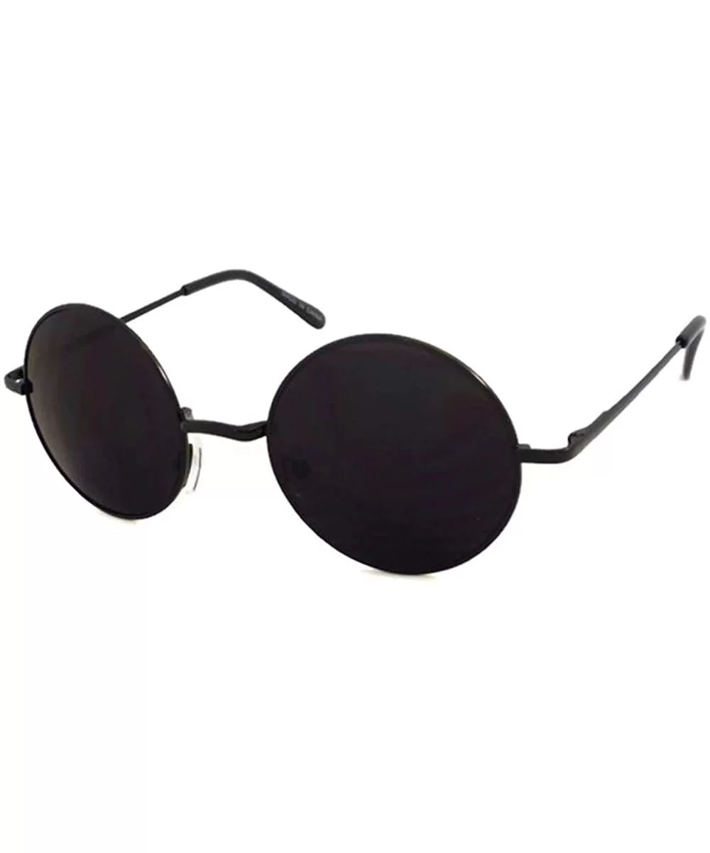 John Lennon Style Vintage Retro Large Round Metal Men Women Sunglasses - Black - CS11LXQW04L $13.52 Oversized