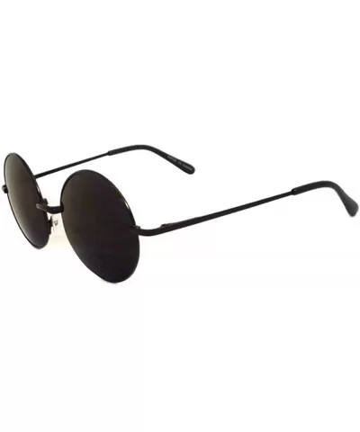 John Lennon Style Vintage Retro Large Round Metal Men Women Sunglasses - Black - CS11LXQW04L $13.52 Oversized