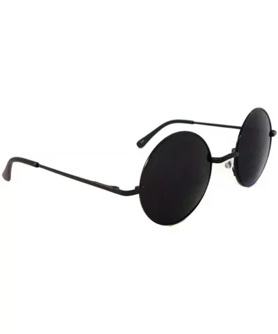 John Lennon Style Vintage Retro Large Round Metal Men Women Sunglasses - Black - CS11LXQW04L $13.52 Oversized