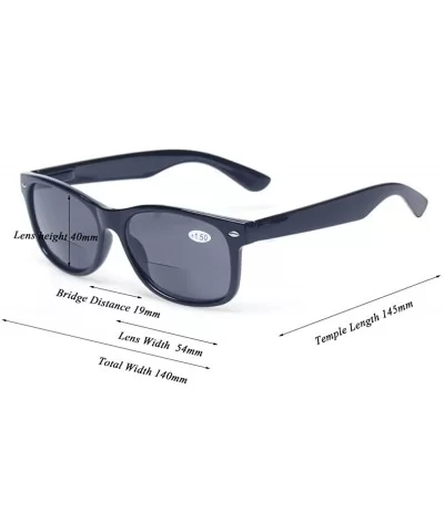 Bifocal Reading Glasses Grey Lens Spring Hinge Plastic Outdoor Sunglasses - 1 Black 1 Tortoise - CY185MG7GOG $21.64 Shield