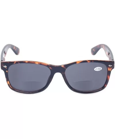 Bifocal Reading Glasses Grey Lens Spring Hinge Plastic Outdoor Sunglasses - 1 Black 1 Tortoise - CY185MG7GOG $21.64 Shield