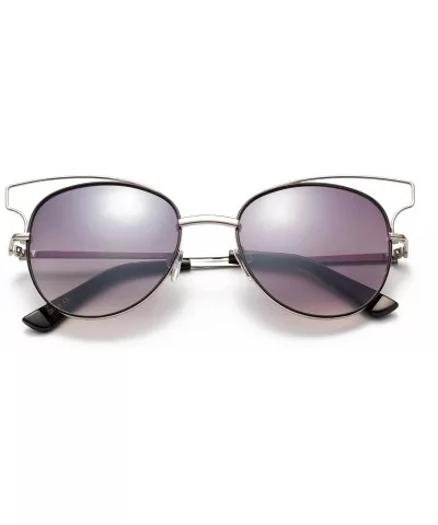 "Toikna" Modern Geometric Fashion Sunglasses - Silver/Purple - CC12MCS6EJZ $16.83 Aviator