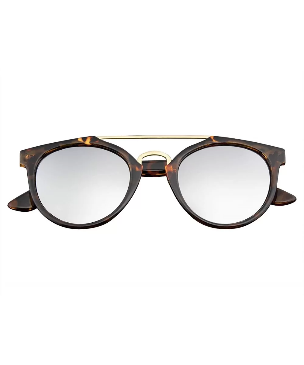 Vintage Inspired Dapper Cross Bar Flash Mirror Lens Sunglasses - Tortoise Silver - CU126HR28A5 $12.78 Wayfarer