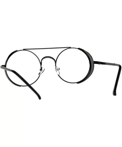 Steampunk Side Cover Clear Lens Glasses Round Metal Flat Top Bridge UV 400 - Gunmetal - C518C0IH24A $16.97 Round