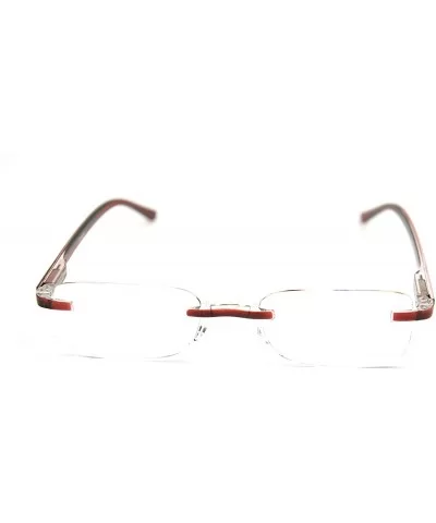 Super Lightweight Reading Glasses Free Pouch HalfRim - Shiny Burgundy Crystal - CX12O5V2PTP $23.86 Rimless