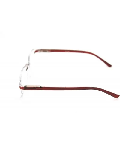 Super Lightweight Reading Glasses Free Pouch HalfRim - Shiny Burgundy Crystal - CX12O5V2PTP $23.86 Rimless