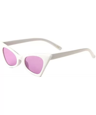 White Retro Diagonal Top Sharp Cat Eye Color Lens Sunglasses - Purple - C2198E06D2K $20.00 Cat Eye