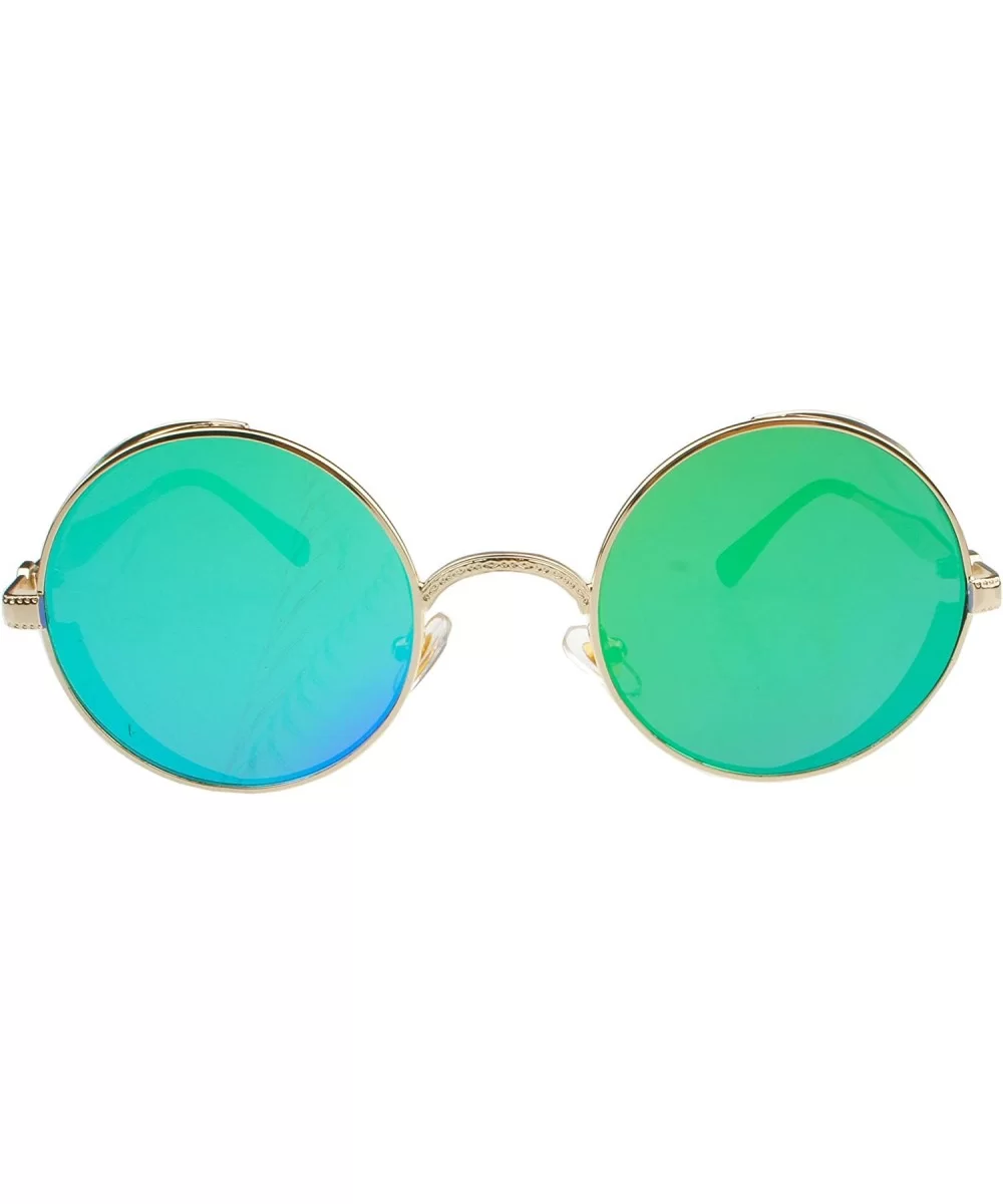 Hippie Retro Vintage Round Sunglasses for women men Metal Frame Shades Gold - CL11LIT35V5 $16.93 Round
