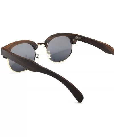 Wooden Semi Rimless Sunglasses-Polarized Wood Shades UV400 Sunglasses for Men Women - Ebony Wood - CS18HTLLOAM $29.99 Rimless