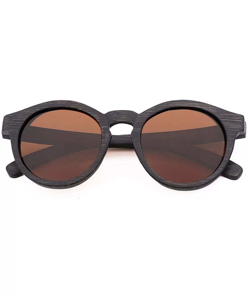 Retro Men Sunglasses Polarized UV400 Glasses Handmade Bamboo Wood Men And Women - Brown - CE198ZMAMAX $74.35 Oversized