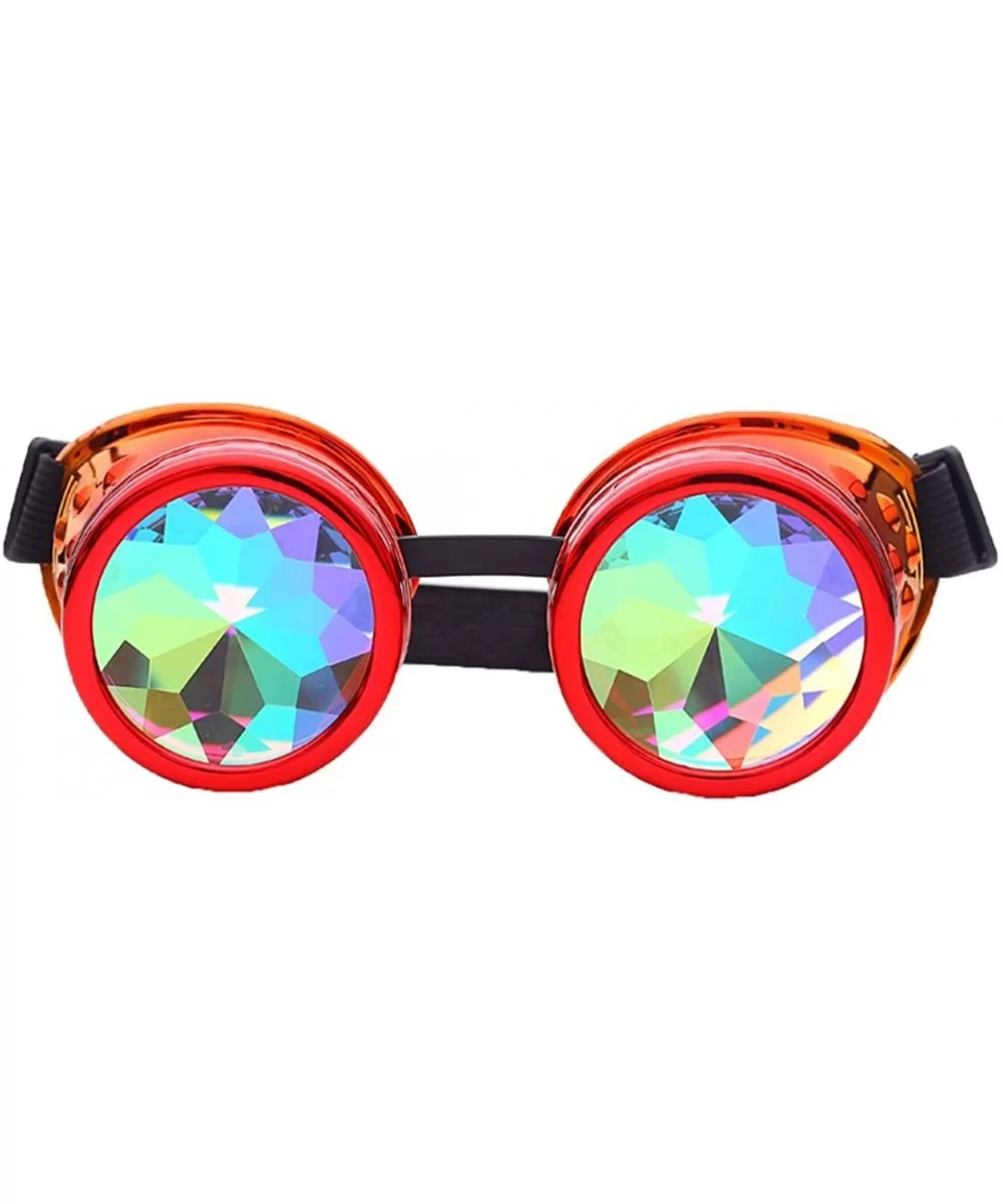 Rainbow Kaleidoscope Goggles Victoria Clothing Steam Punk Accessories Laser - Red Orange 2 - CY18HOIZSMQ $17.80 Sport