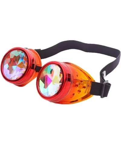 Rainbow Kaleidoscope Goggles Victoria Clothing Steam Punk Accessories Laser - Red Orange 2 - CY18HOIZSMQ $17.80 Sport