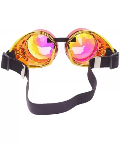 Rainbow Kaleidoscope Goggles Victoria Clothing Steam Punk Accessories Laser - Red Orange 2 - CY18HOIZSMQ $17.80 Sport