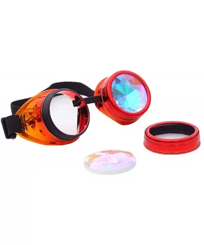 Rainbow Kaleidoscope Goggles Victoria Clothing Steam Punk Accessories Laser - Red Orange 2 - CY18HOIZSMQ $17.80 Sport