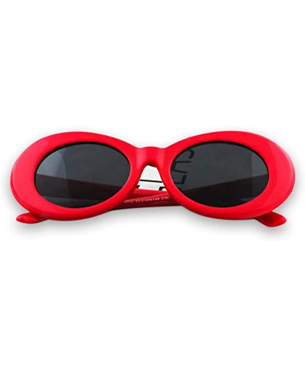 NIRVANA Kurt Cobain Oval Bold Vintage Sunglasses For Women Men Clout Goggle Sunglasses - Red - C5182GQMEWQ $12.72 Round