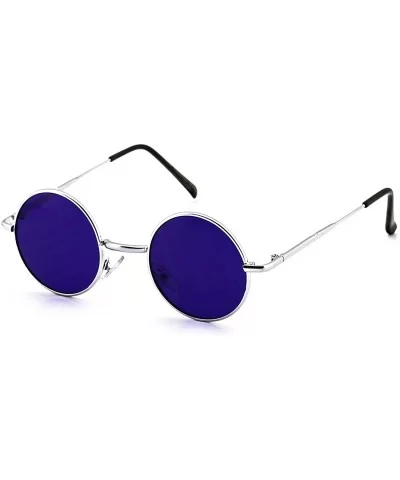 John Lennon Hipster Fashion Sunglasses Small Metal Round Circle Elton Style - Purple and Pink - CS18SKYED0R $20.28 Oval