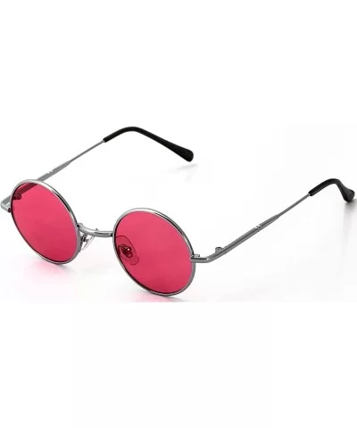 John Lennon Hipster Fashion Sunglasses Small Metal Round Circle Elton Style - Purple and Pink - CS18SKYED0R $20.28 Oval