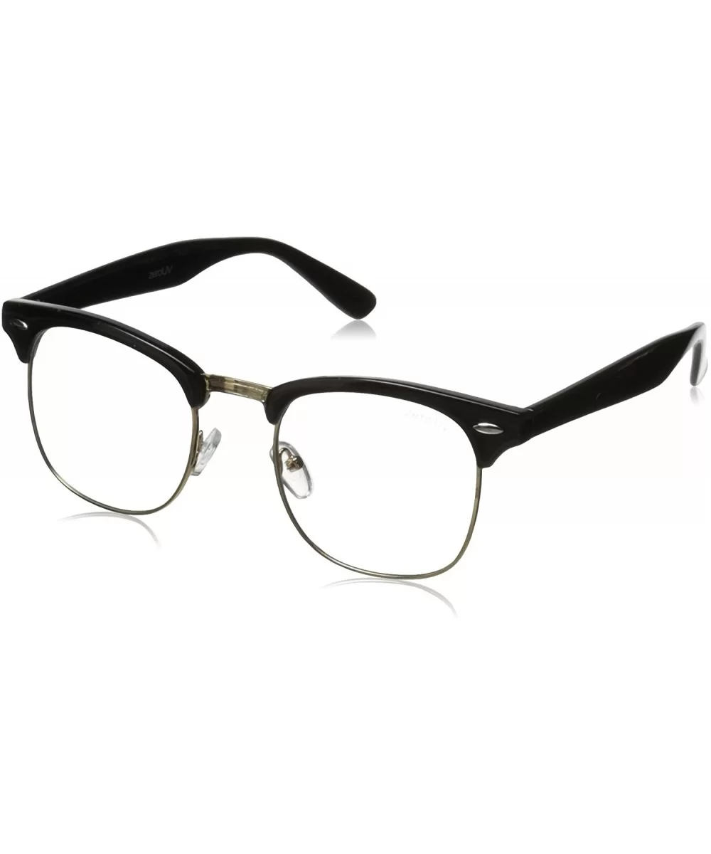 Vintage Inspired Classic Horn Rimmed Nerd Horn Rimmed UV400 Clear Lens Glasses - Clear - Black-gold - C2116Q2KJUT $13.74 Square