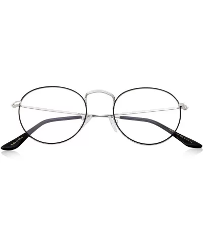 Vintage Inspired Round Metal Clear Lens Glasses - Silver - CJ18KO4O57M $13.10 Oval